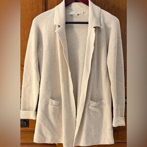 LOFT Petite Pocket Sweater Blazer Ribbed Oversized Layering Open Front Cardigan